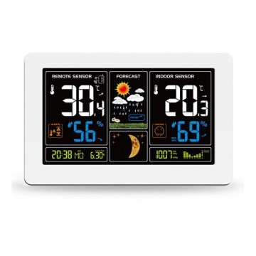 Solight TE81W - Väderstation med LCD-skärm USB-laddare vit