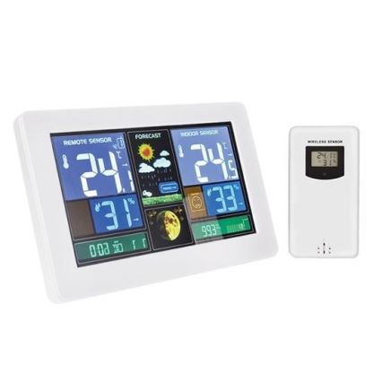 Solight TE81W - Väderstation med LCD-skärm USB-laddare vit