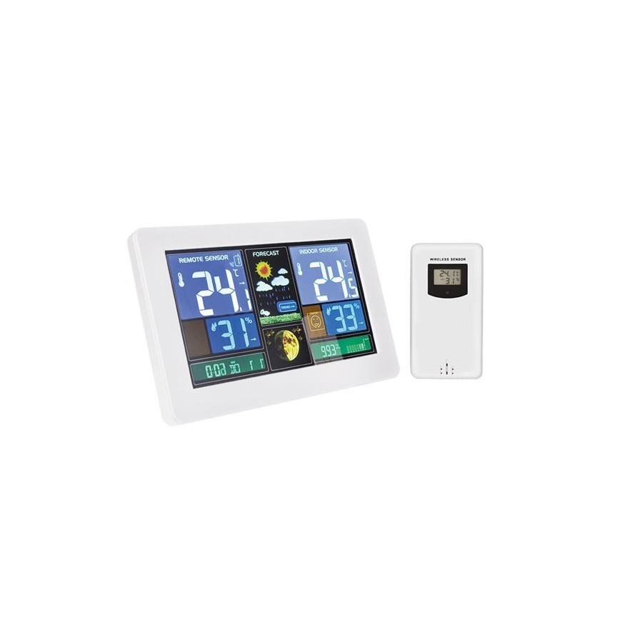 Solight TE81W - Väderstation med LCD-skärm USB-laddare vit
