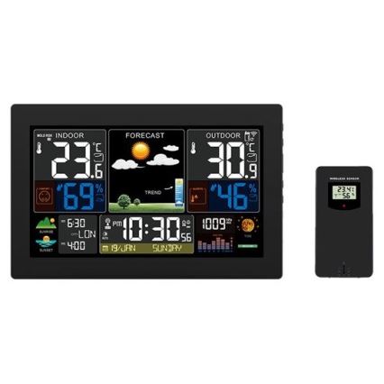 Väderstation med LCD-skärm i färg 230V/2xAA + 2xAA