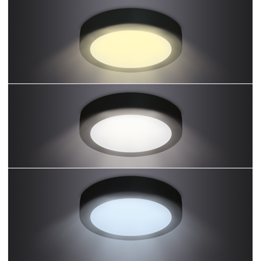 LED taklampa LED/12W/230V 3000/4000/6000K svart rund