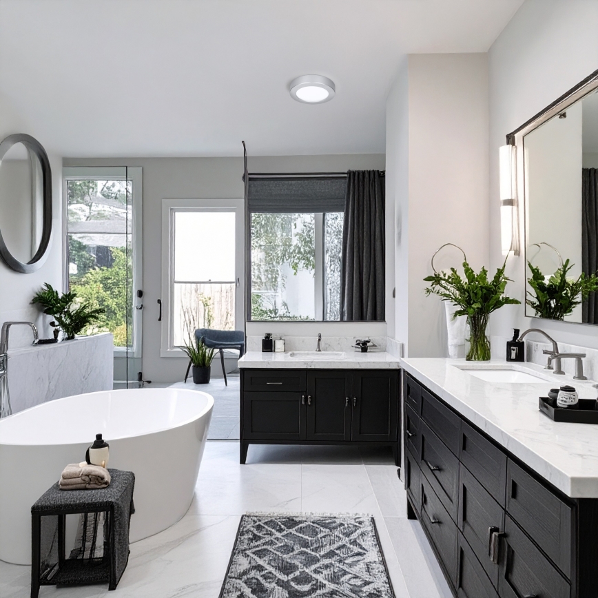 LED 2-i-1 yt-/infälld panel 12W/230V 3000/4000/6000K Ø17 cm IP54 silverfärgad