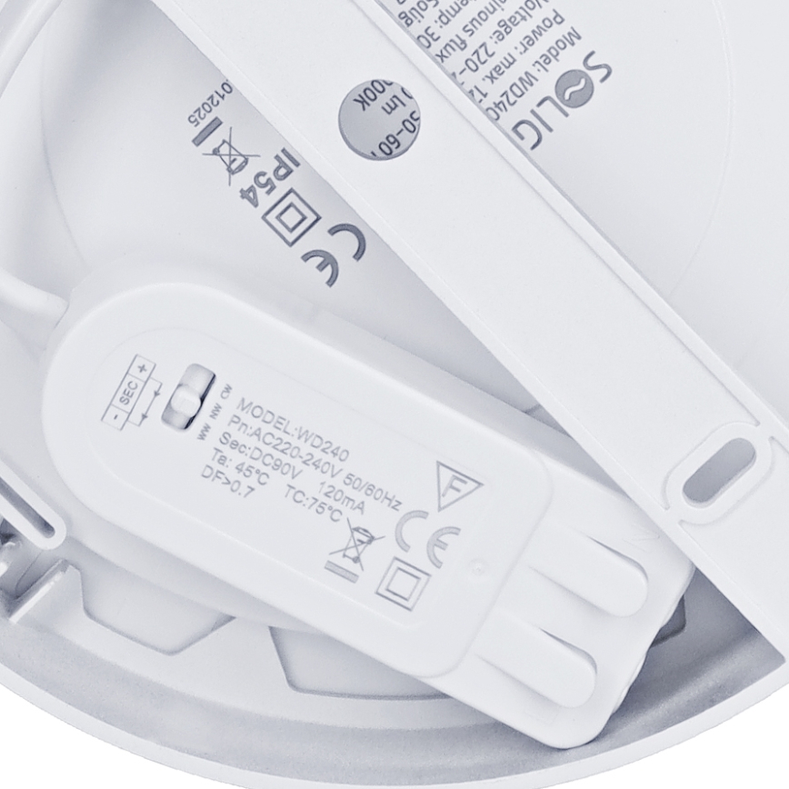 LED 2-i-1 yt-/infälld panel 12W/230V 3000/4000/6000K Ø17 cm IP54 silverfärgad