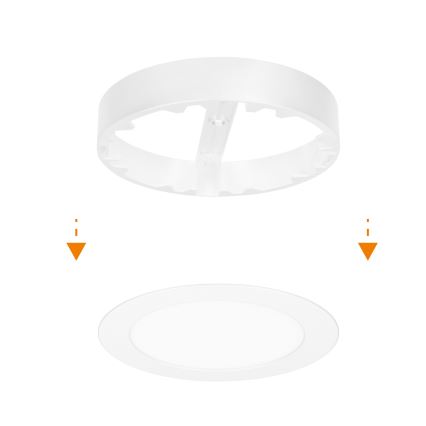 LED 2-i-1-panel för ytmontering och infällnad, 12 W, 230 V, 3000/4000/6000 K, Ø 17 cm, IP54, vit