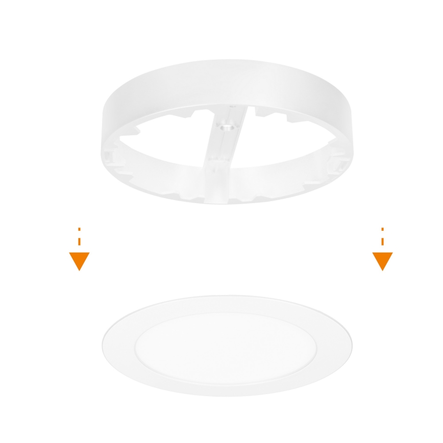 LED 2-i-1-panel för ytmontering och infällnad, 12 W, 230 V, 3000/4000/6000 K, Ø 17 cm, IP54, vit