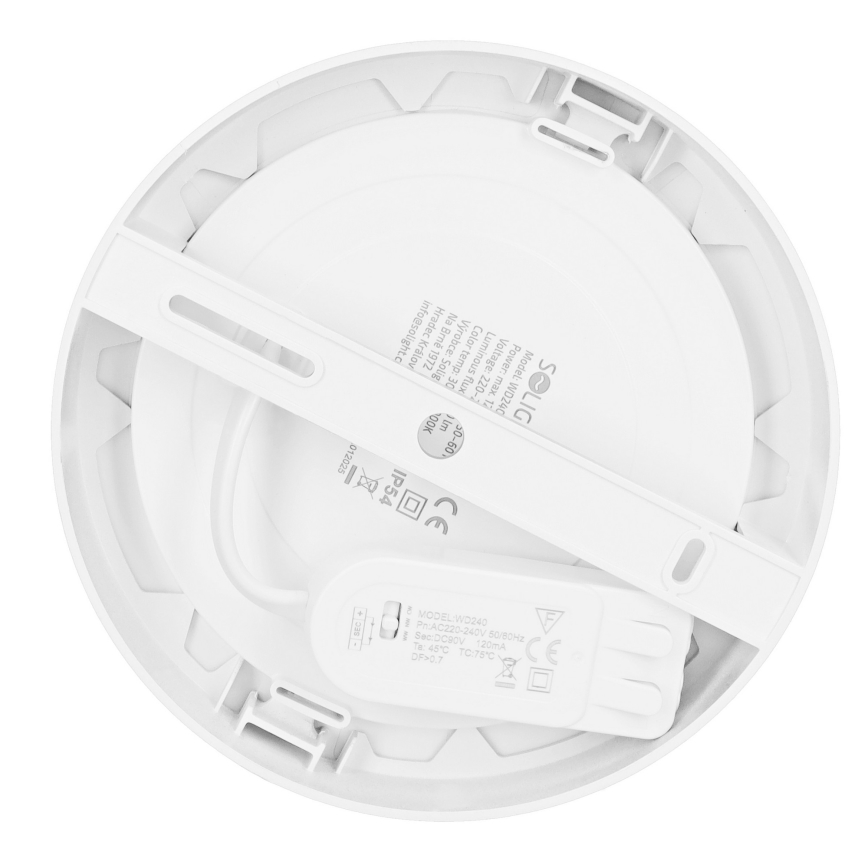 LED 2-i-1-panel för ytmontering och infällnad, 12 W, 230 V, 3000/4000/6000 K, Ø 17 cm, IP54, vit