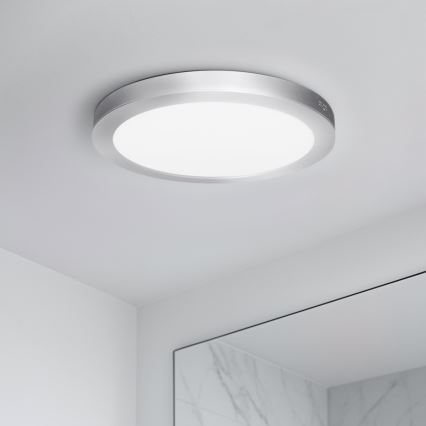 LED ytmonterad/infälld panel 2-i-1 18W/230V 3000/4000/6000K Ø 22,5 cm IP54 silver