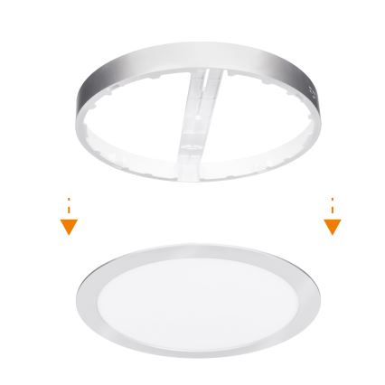 LED ytmonterad/infälld panel 2-i-1 18W/230V 3000/4000/6000K Ø 22,5 cm IP54 silver