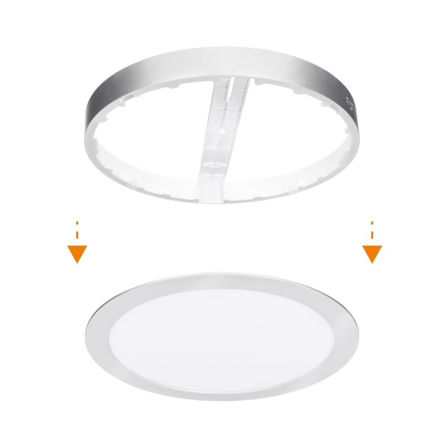 LED ytmonterad/infälld panel 2-i-1 18W/230V 3000/4000/6000K Ø 22,5 cm IP54 silver