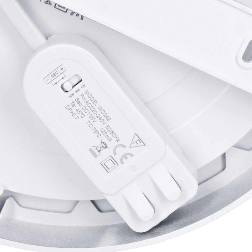 LED ytmonterad/infälld panel 2-i-1 18W/230V 3000/4000/6000K Ø 22,5 cm IP54 silver