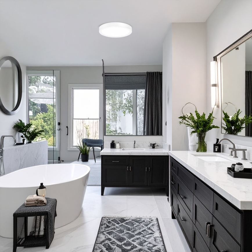 LED påbyggnads-/infälld panel 2-i-1, 18 W/230 V, 3000/4000/6000 K, Ø 22,5 cm, IP54, vit