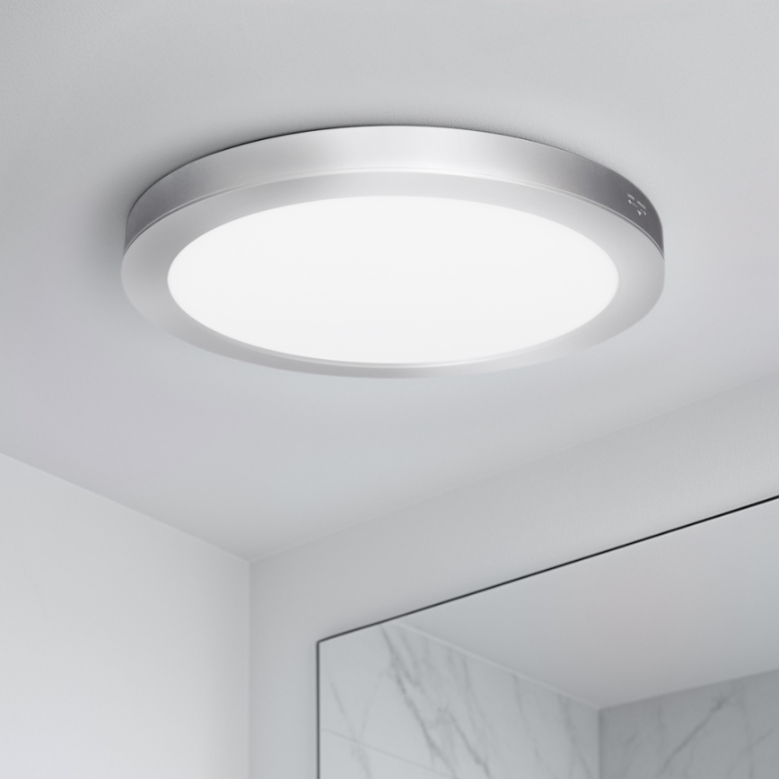 LED ytmonterad/infälld panel 2-i-1 24W/230V 3000/4000/6000K Ø 30 cm IP54 silver