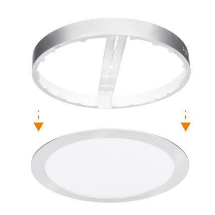 LED ytmonterad/infälld panel 2-i-1 24W/230V 3000/4000/6000K Ø 30 cm IP54 silver