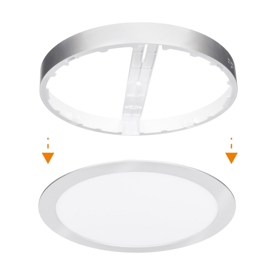 LED ytmonterad/infälld panel 2-i-1 24W/230V 3000/4000/6000K Ø 30 cm IP54 silver