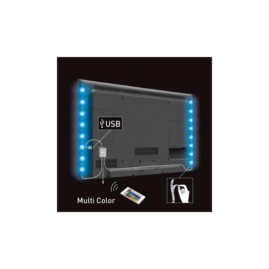 Solight WM504 - SET 2x LED RGB ljusslinga för TV med en fjärrkontroll  IP65 LED/USB 50cm