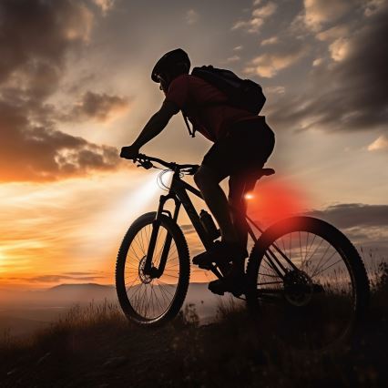 SET 2x LED Dimbara uppladdningsbara cykellampor 350 mAh IP44 röd/vit