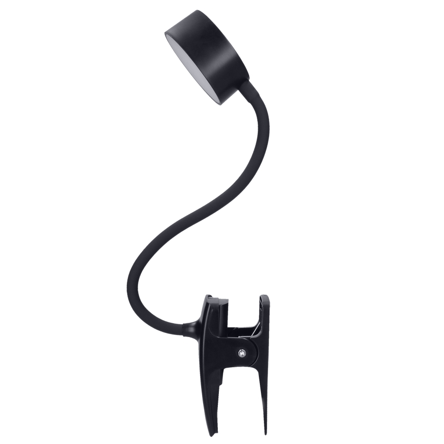 LED Ljusreglerad flexibel uppladdningsbar bordslampa med klämma LED/2W/1800 mAh 3000/4000/6500K svart