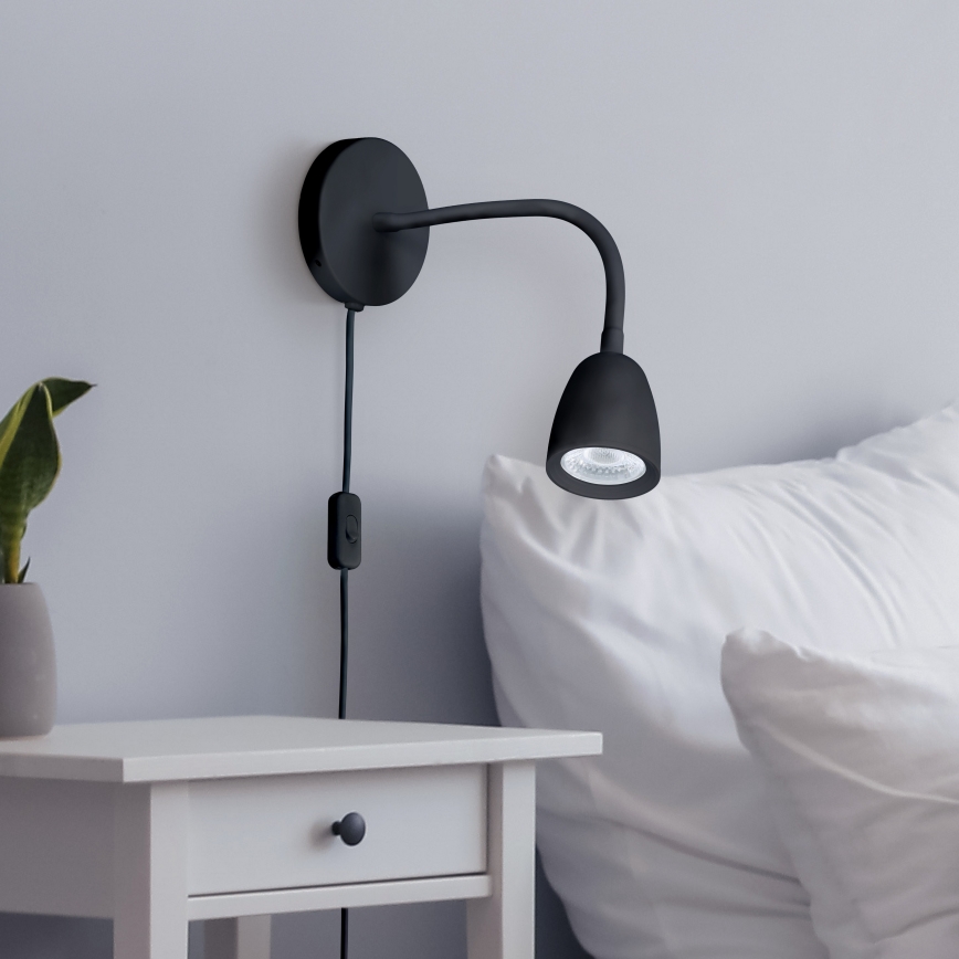 LED Dimbar liten vägglampa LED/4W/230V svart