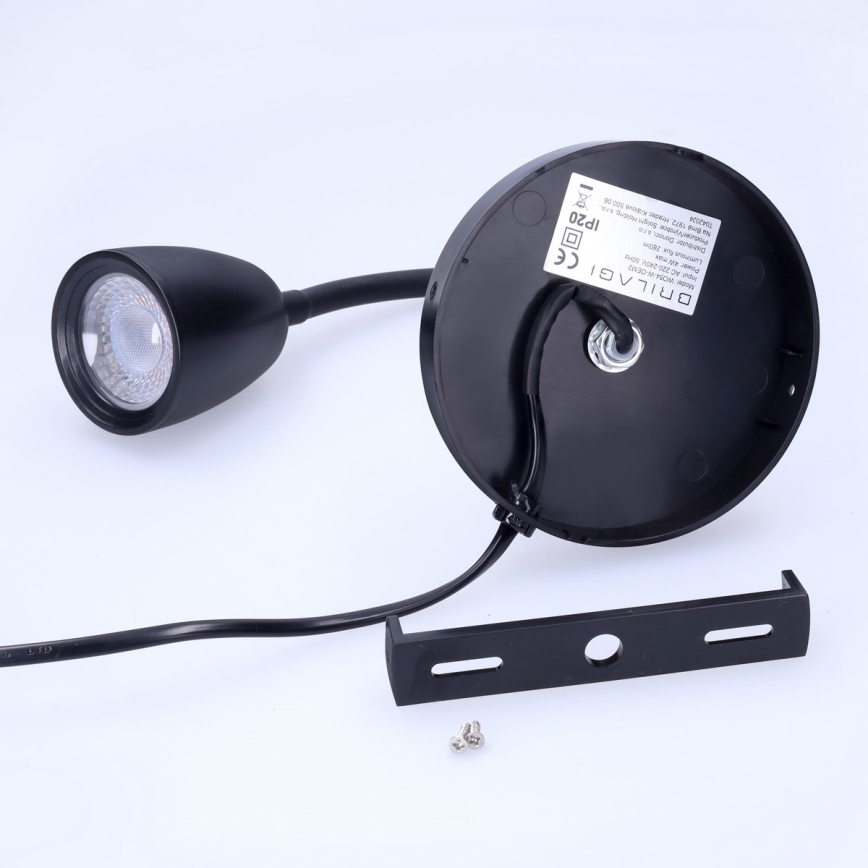 LED Dimbar liten vägglampa LED/4W/230V svart