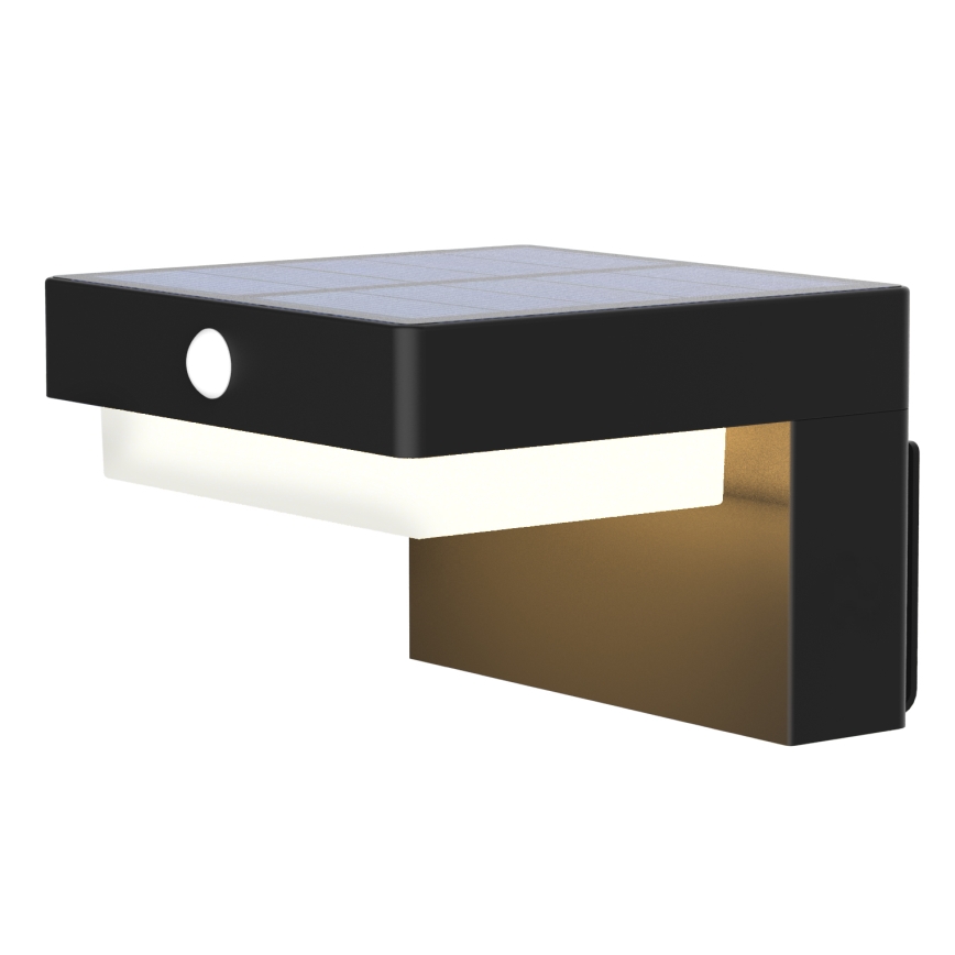 LED Solcellsvägglampa med rörelse- och skymningssensor PALERMO LED/5W/3,7V 2000 mAh IP54 svart