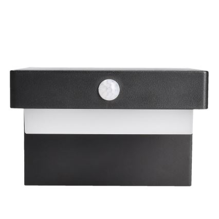 LED Solcellsvägglampa med rörelse- och skymningssensor PALERMO LED/5W/3,7V 2000 mAh IP54 svart