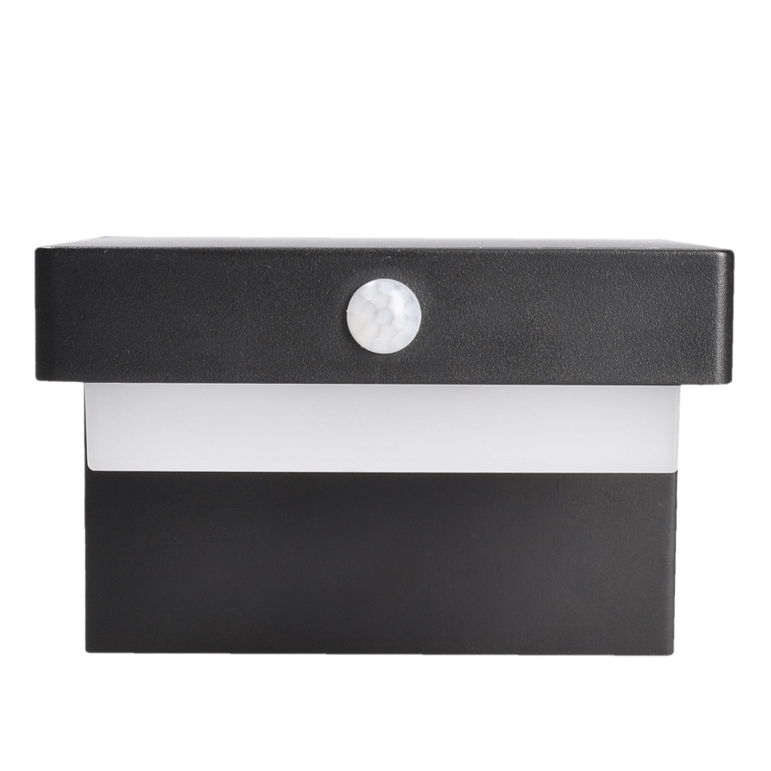 LED Solcellsvägglampa med rörelse- och skymningssensor PALERMO LED/5W/3,7V 2000 mAh IP54 svart