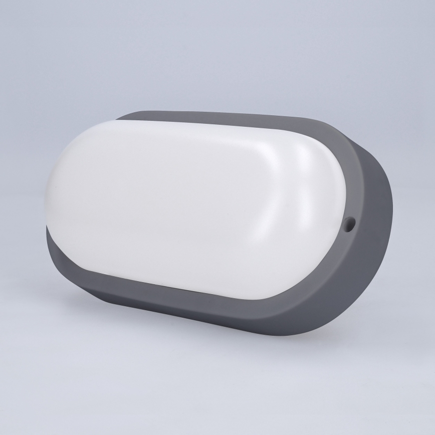 LED vägglampa för utomhusbruk LED/13W/230V 4000K IP54 grå oval