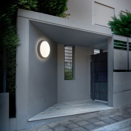 LED vägglampa för utomhusbruk LED/13W/230V 4000K IP54 grå rund