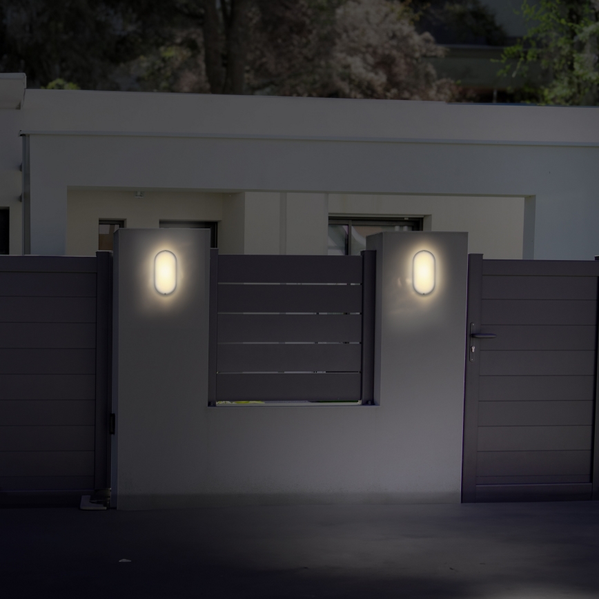 LED vägglampa för utomhusbruk LED/20W/230V 4000K IP54 grå oval