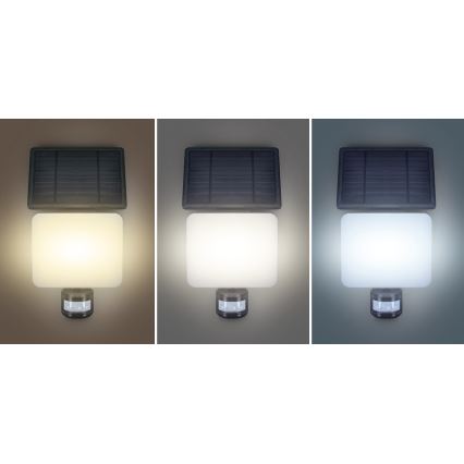 LED Solcellstrålkastare med rörelsesensor LED/11W/3,7V 4400mAh 3000K/4000K/6500K IP54