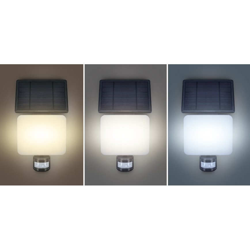 LED Solcellstrålkastare med rörelsesensor LED/11W/3,7V 4400mAh 3000K/4000K/6500K IP54
