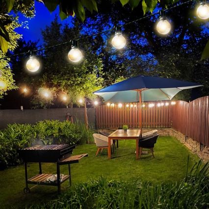LED dekorativ utomhusslinga GARLAND 25xE12 20m IP44 varm vit