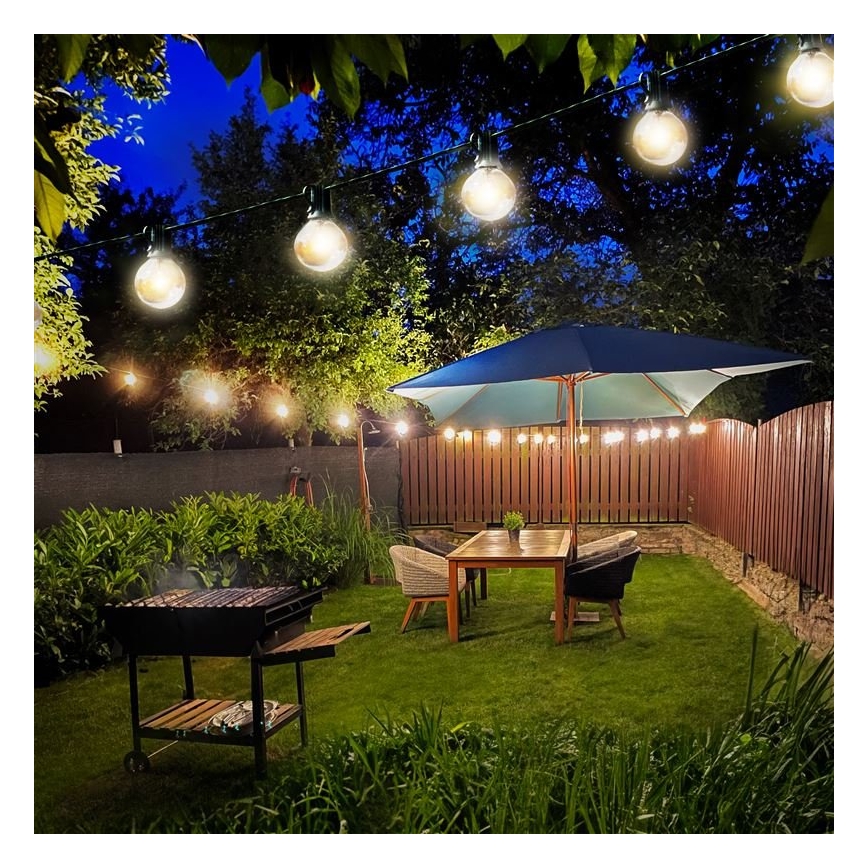 LED dekorativ utomhusslinga GARLAND 25xE12 20m IP44 varm vit