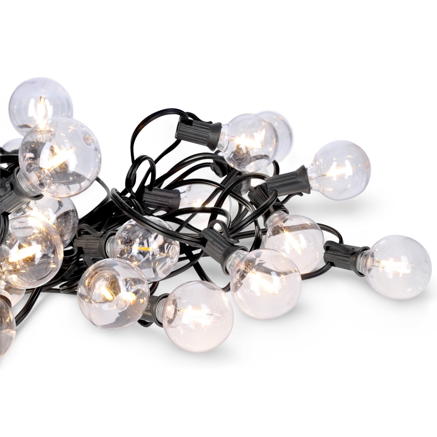 LED dekorativ utomhusslinga GARLAND 25xE12 20m IP44 varm vit