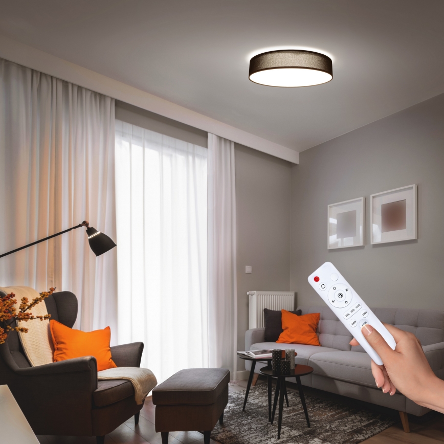 LED Dimbar taklampa PENLEY LED/48W/230V 3000-6500K diameter 40 cm svart + fjärrkontroll
