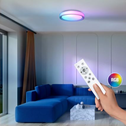 LED RGB dimbar taklampa FLOCO LED/30W/230V 3000-6500K + RGB/6W diameter 40cm + fjärrkontroll