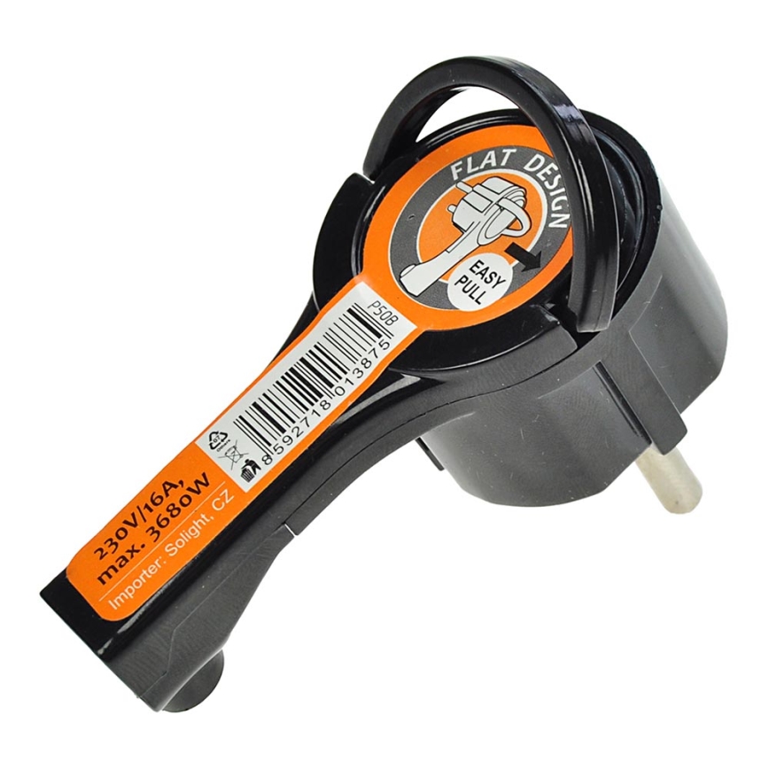 Soligth P50B - Vinklad plug 230V/16A svart