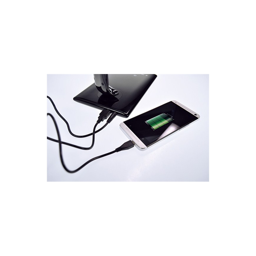 Soligth WO37-B - Barn LED-Lampa Dimbar USB-kontakt LED/12W/230V svart