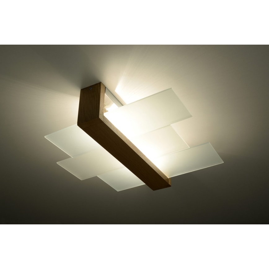 Taklampa FENIKS 2 2xE27/60W/230V Björk/bok