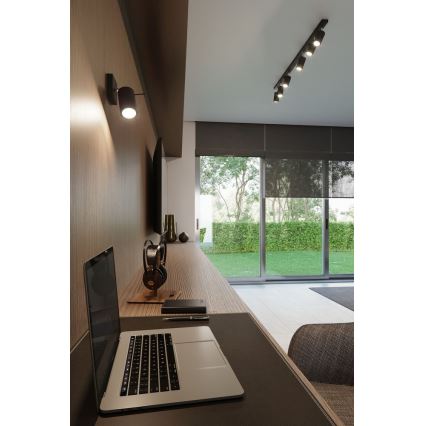 Väggspotlight RING 1xGU10/10W/230V svart