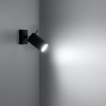 Väggspotlight RING 1xGU10/10W/230V svart