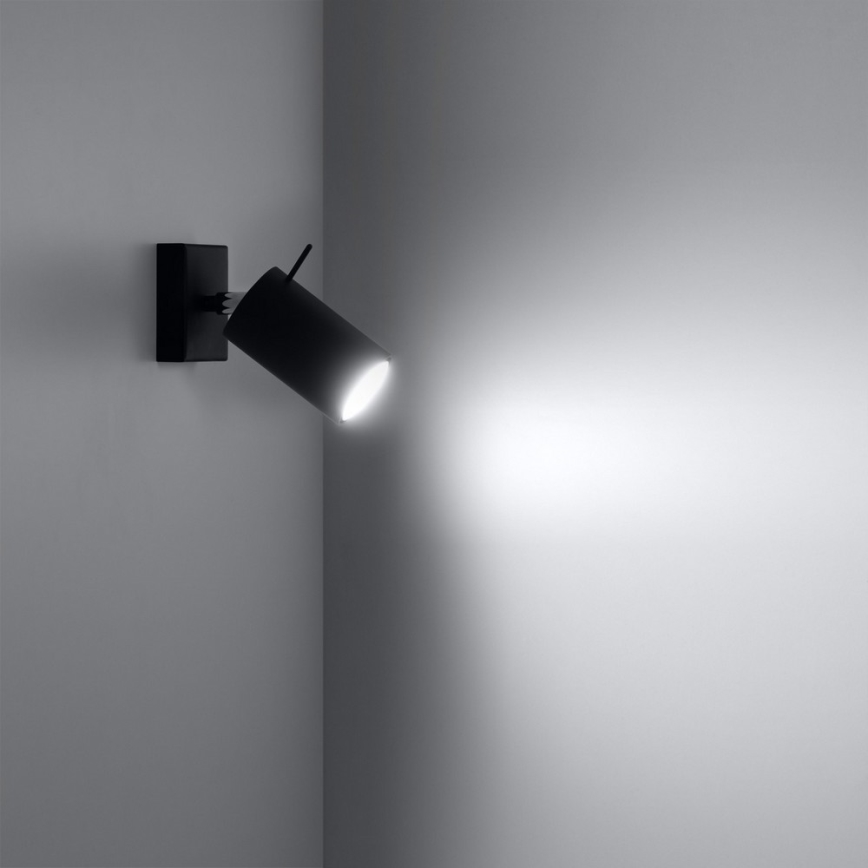 Väggspotlight RING 1xGU10/10W/230V svart