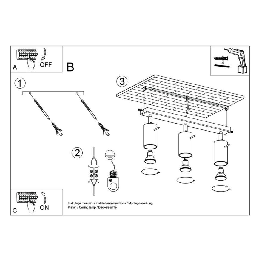 Spotlight RING 3 3xGU10/10W/230V svart
