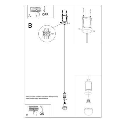 Sollux SL.0152 - Ljuskrona med snöre EDISON 1xE27/60W/230V svart