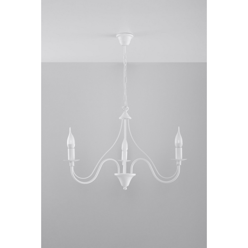 Sollux SL.0213 - Ljuskrona med kedja MINERWA 3 3xE14/40W/230V vit