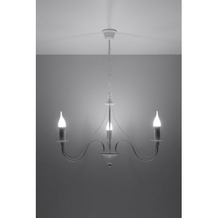 Sollux SL.0213 - Ljuskrona med kedja MINERWA 3 3xE14/40W/230V vit