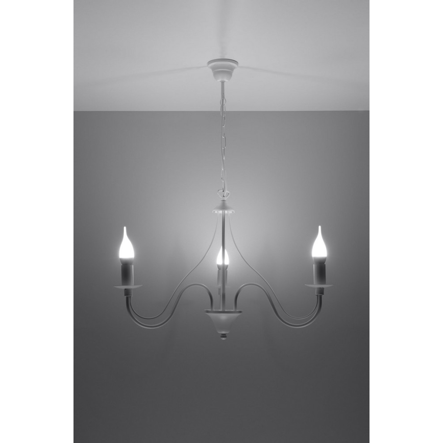 Sollux SL.0213 - Ljuskrona med kedja MINERWA 3 3xE14/40W/230V vit