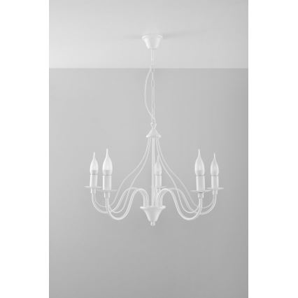 Sollux SL.0214 - Ljuskrona med kedja MINERWA 5 5xE14/40W/230V vit