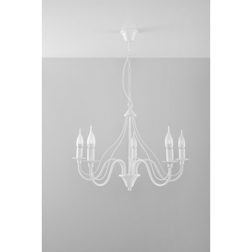 Sollux SL.0214 - Ljuskrona med kedja MINERWA 5 5xE14/40W/230V vit