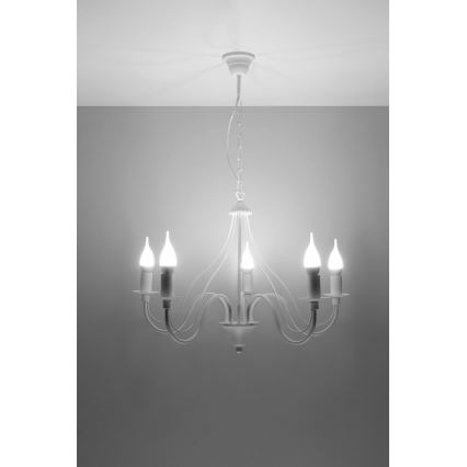 Sollux SL.0214 - Ljuskrona med kedja MINERWA 5 5xE14/40W/230V vit